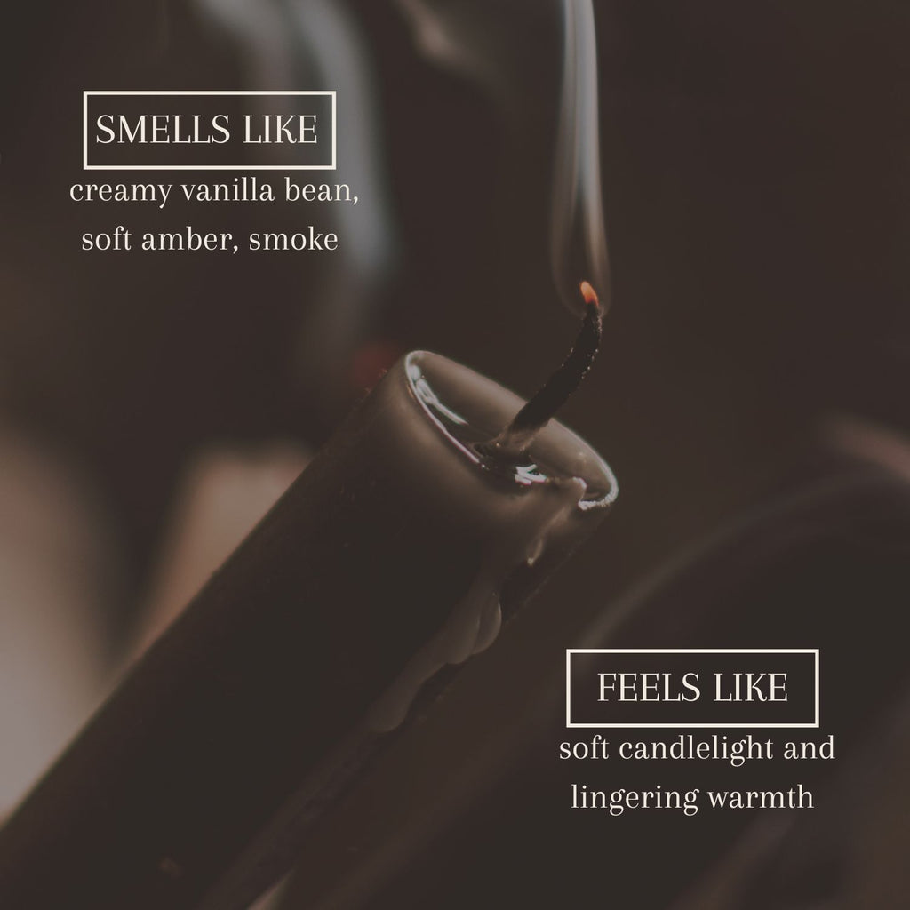Luxury vanilla candle aesthetic with creamy warm home fragrance