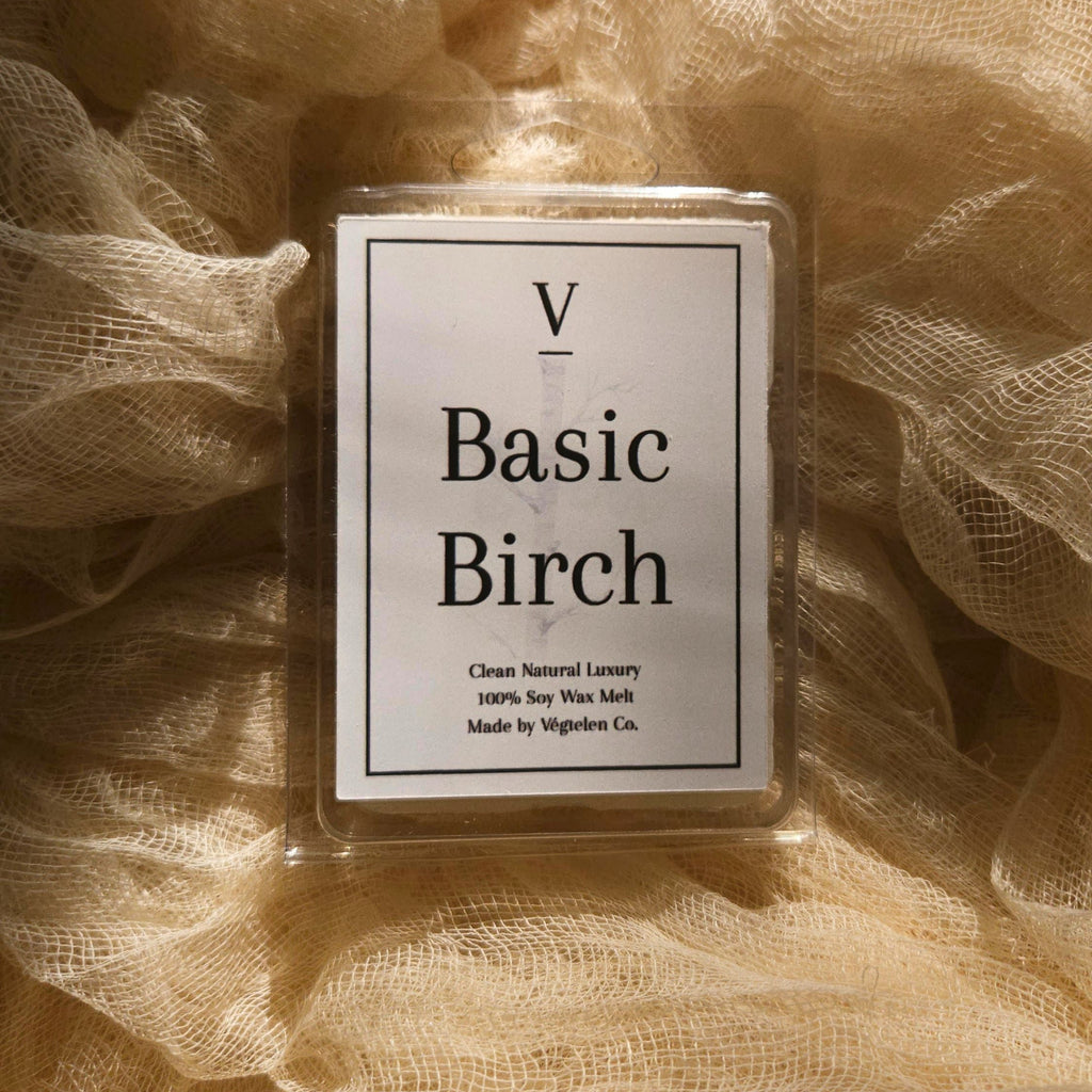 Luxury birch wax melt aesthetic with clean wood fragrance 