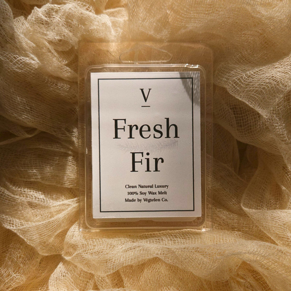 Fresh pine wax melt aesthetic with clean forest-inspired home fragrance