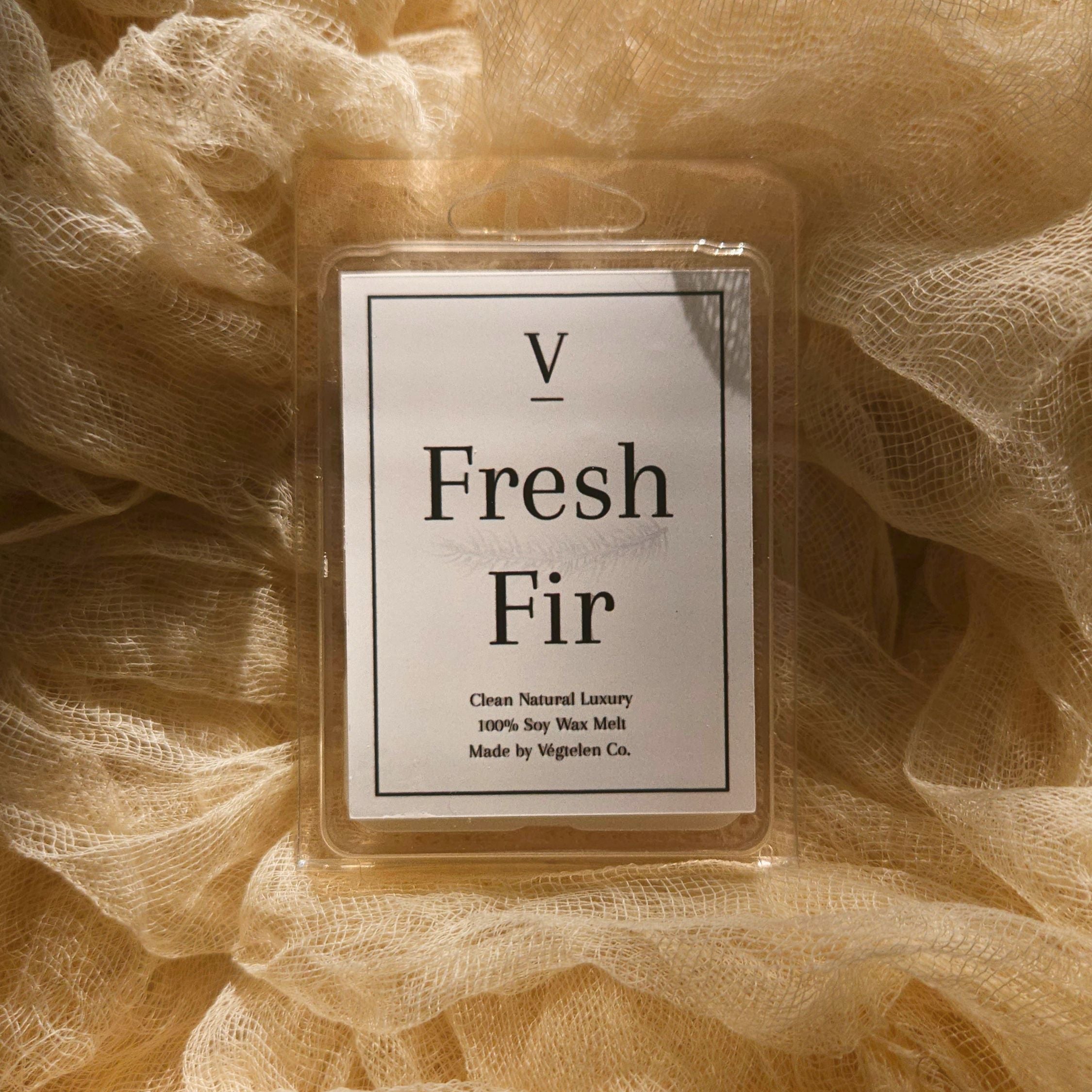 Fresh pine wax melt aesthetic with clean forest-inspired home fragrance