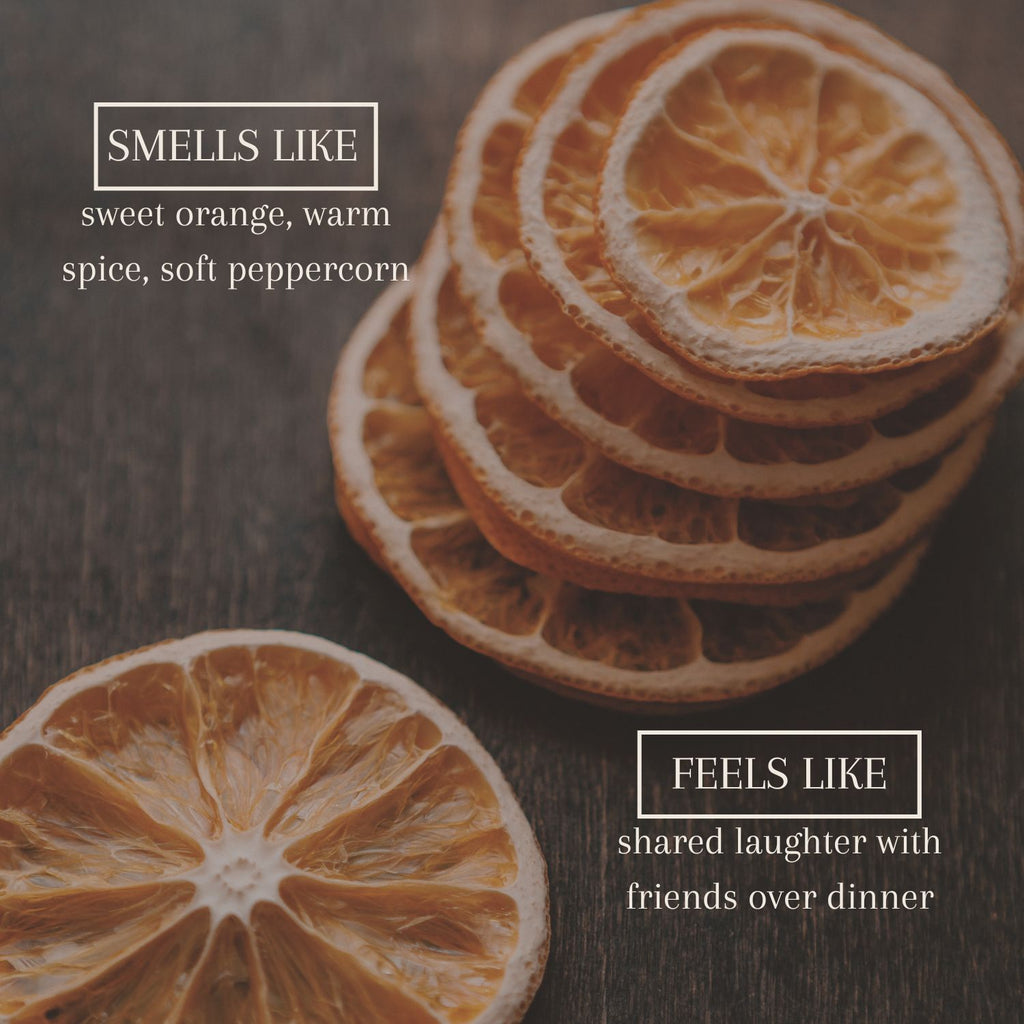 Fresh citrus spice candle creating a clean modern home atmosphere