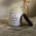 Luxury vanilla candle aesthetic with creamy warm home fragrance